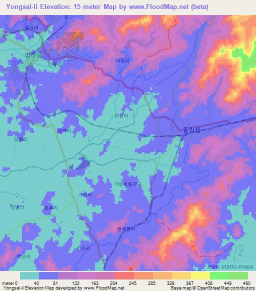 Yongsal-li,North Korea Elevation Map