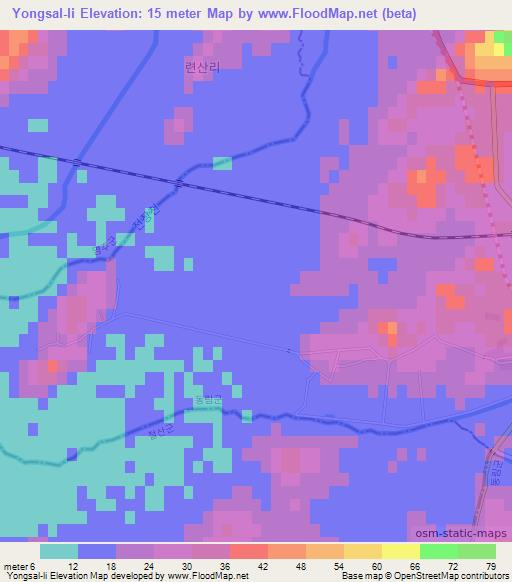 Yongsal-li,North Korea Elevation Map