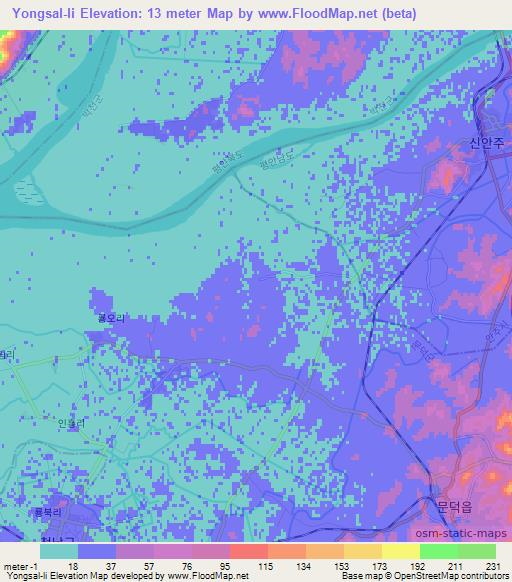 Yongsal-li,North Korea Elevation Map