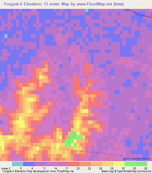 Yongsal-li,North Korea Elevation Map