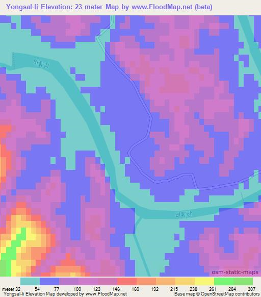 Yongsal-li,North Korea Elevation Map