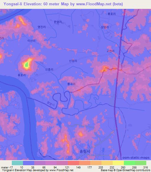 Yongsal-li,North Korea Elevation Map