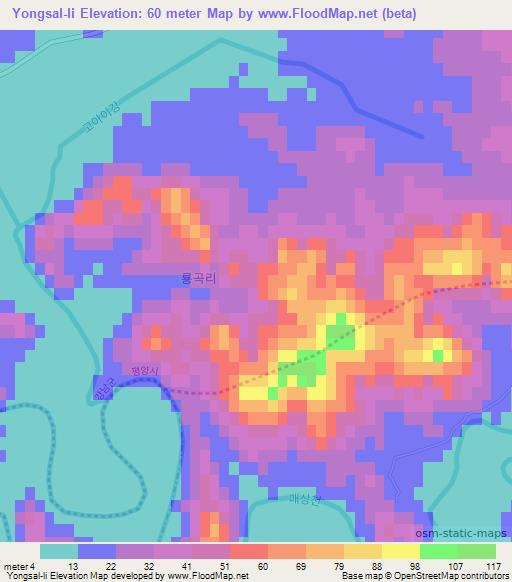 Yongsal-li,North Korea Elevation Map