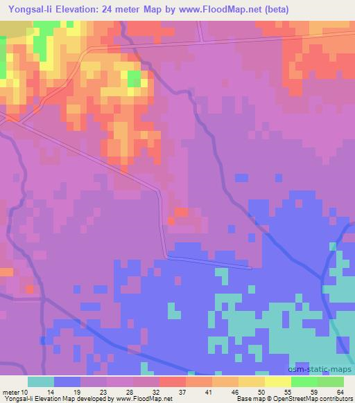 Yongsal-li,North Korea Elevation Map