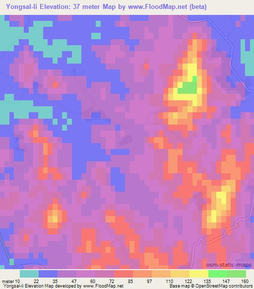 Yongsal-li,North Korea Elevation Map