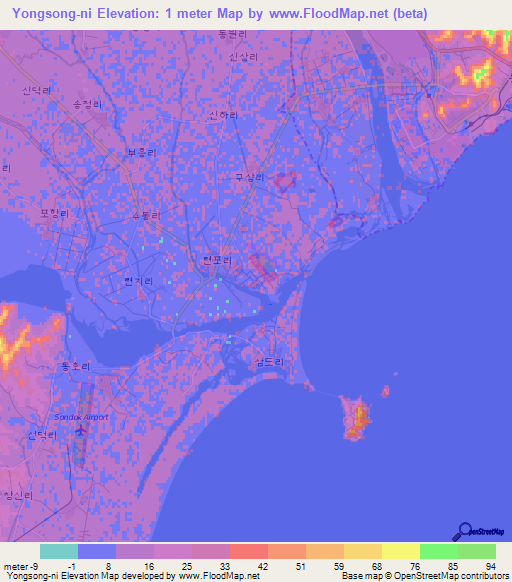 Yongsong-ni,North Korea Elevation Map