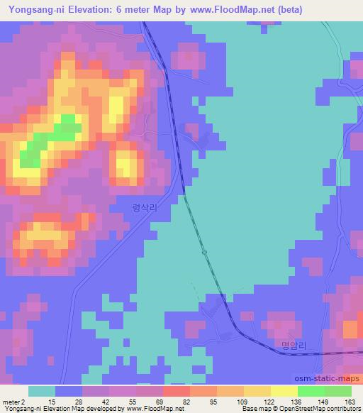 Yongsang-ni,North Korea Elevation Map