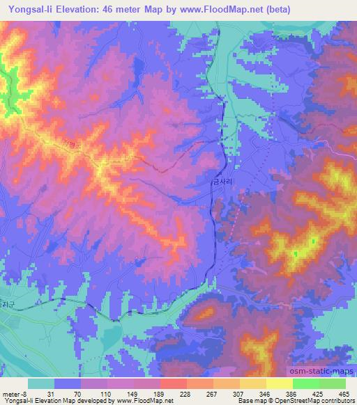 Yongsal-li,North Korea Elevation Map
