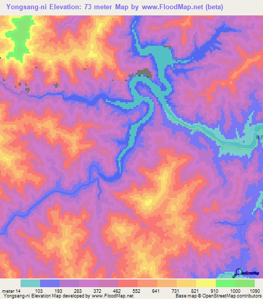 Yongsang-ni,North Korea Elevation Map