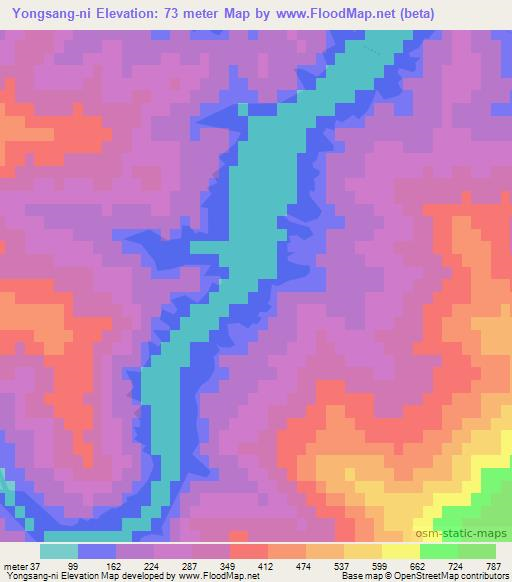 Yongsang-ni,North Korea Elevation Map