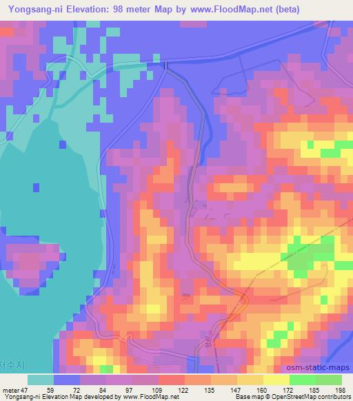 Yongsang-ni,North Korea Elevation Map