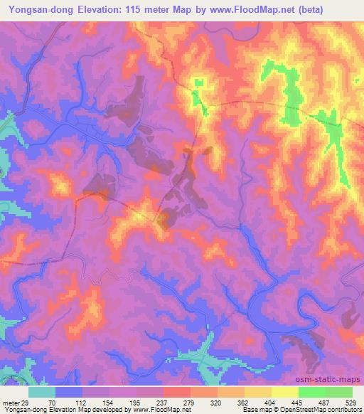 Yongsan-dong,North Korea Elevation Map