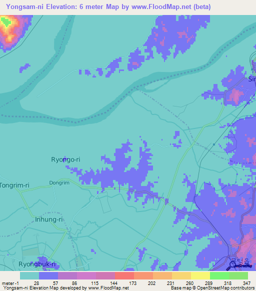 Yongsam-ni,North Korea Elevation Map