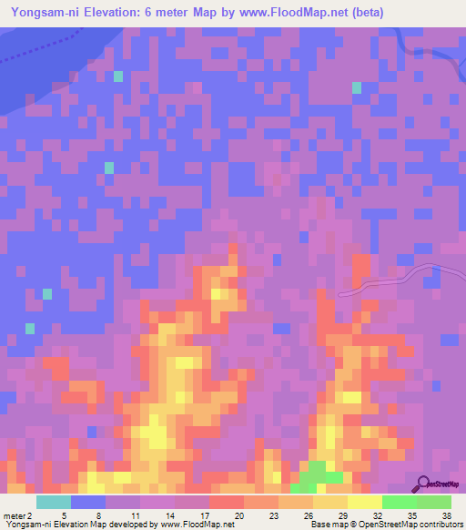 Yongsam-ni,North Korea Elevation Map