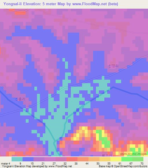 Yongsal-li,North Korea Elevation Map