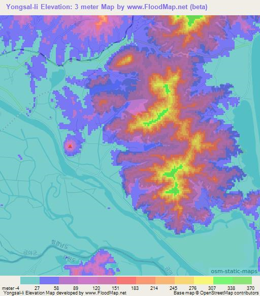Yongsal-li,North Korea Elevation Map