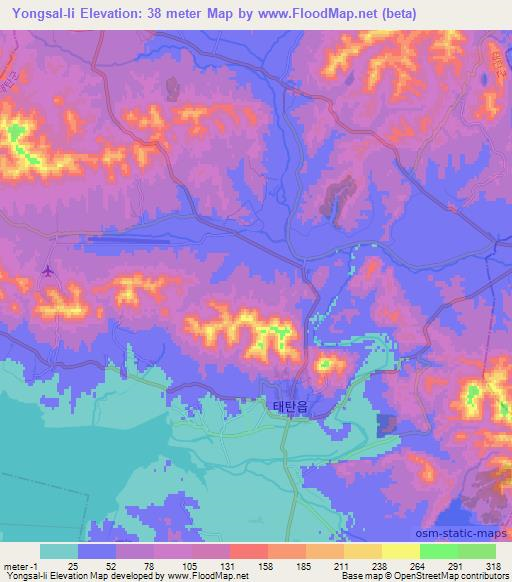 Yongsal-li,North Korea Elevation Map
