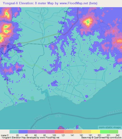 Yongsal-li,North Korea Elevation Map