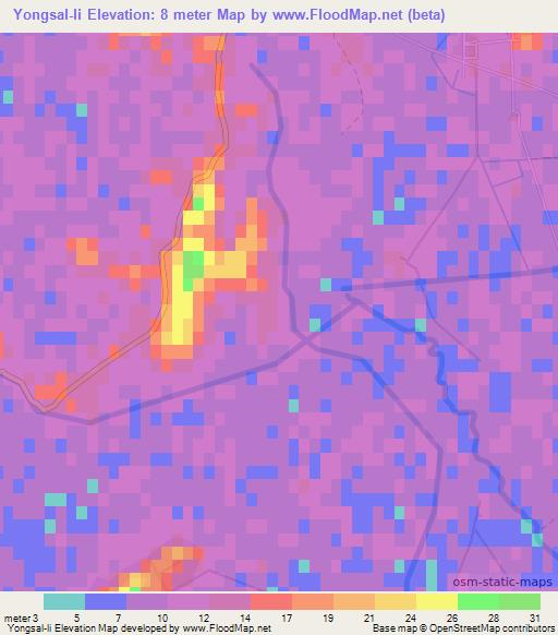 Yongsal-li,North Korea Elevation Map