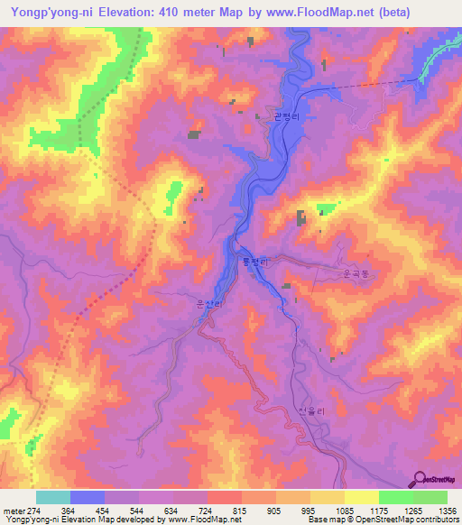 Yongp'yong-ni,North Korea Elevation Map