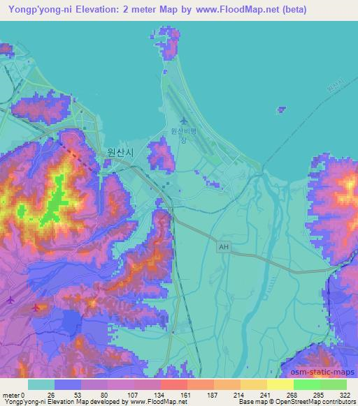 Yongp'yong-ni,North Korea Elevation Map