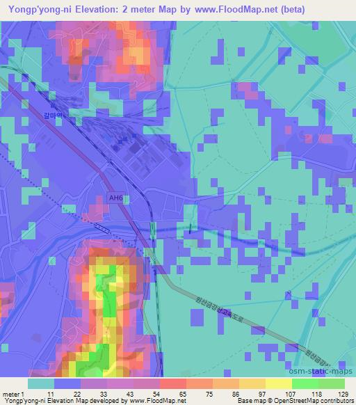 Yongp'yong-ni,North Korea Elevation Map