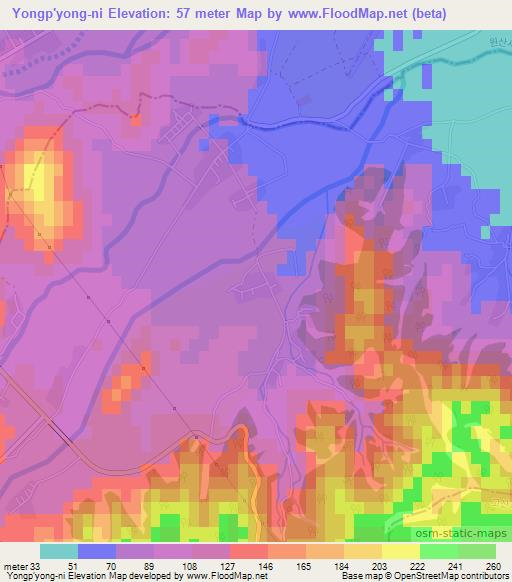 Yongp'yong-ni,North Korea Elevation Map