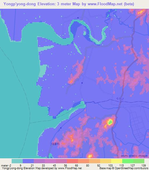 Yongp'yong-dong,North Korea Elevation Map