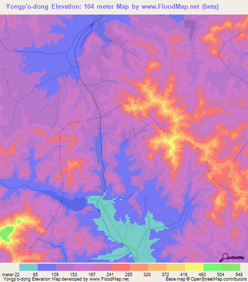 Yongp'o-dong,North Korea Elevation Map
