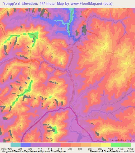 Yongp'o-ri,North Korea Elevation Map