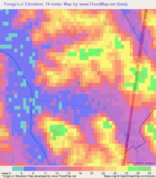 Yongp'o-ri,North Korea Elevation Map