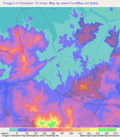 Yongp'o-ri,North Korea Elevation Map