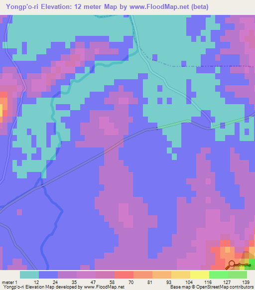 Yongp'o-ri,North Korea Elevation Map