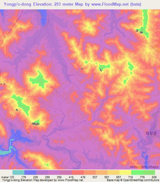 Yongp'o-dong,North Korea Elevation Map