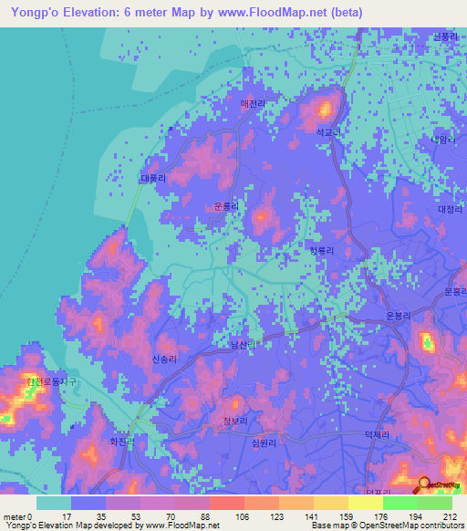 Yongp'o,North Korea Elevation Map