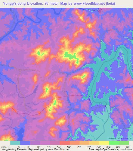 Yongp'a-dong,North Korea Elevation Map