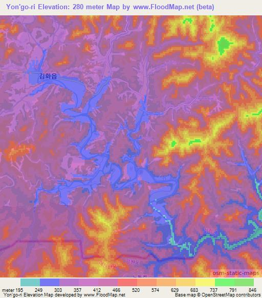 Yon'go-ri,North Korea Elevation Map