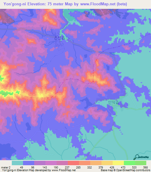 Yon'gong-ni,North Korea Elevation Map