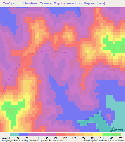 Yon'gong-ni,North Korea Elevation Map