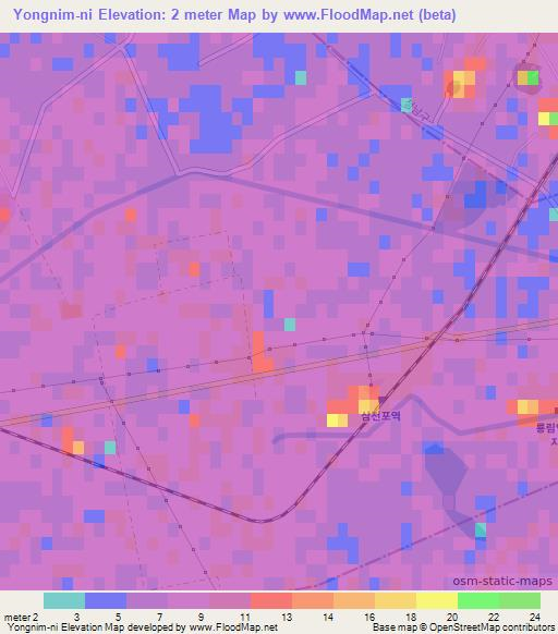 Yongnim-ni,North Korea Elevation Map