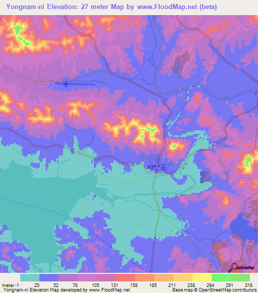 Yongnam-ni,North Korea Elevation Map