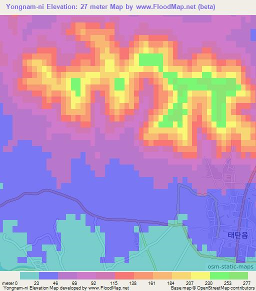 Yongnam-ni,North Korea Elevation Map