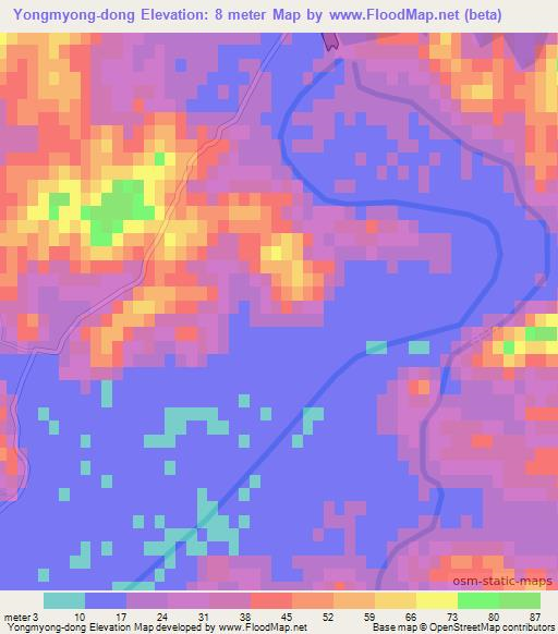 Yongmyong-dong,North Korea Elevation Map
