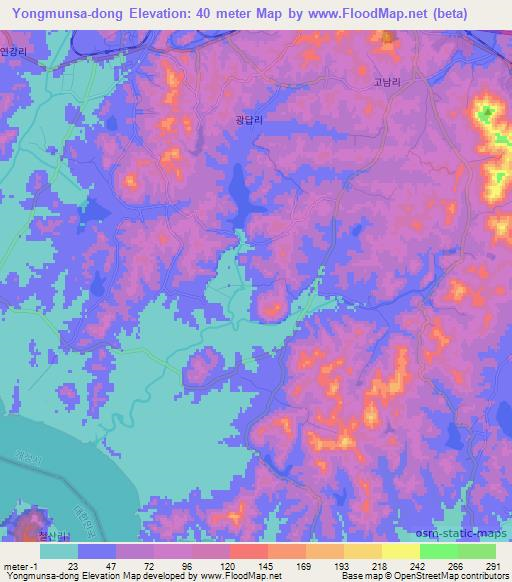 Yongmunsa-dong,North Korea Elevation Map
