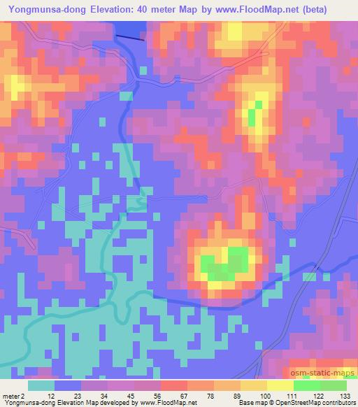 Yongmunsa-dong,North Korea Elevation Map