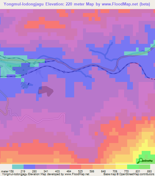 Yongmul-lodongjagu,North Korea Elevation Map