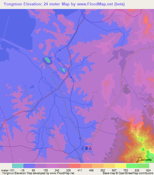 Yongmun,North Korea Elevation Map