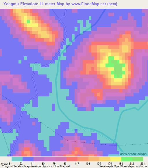 Yongmu,North Korea Elevation Map