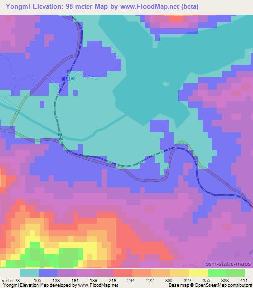 Yongmi,North Korea Elevation Map
