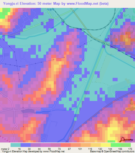 Yongju-ri,North Korea Elevation Map